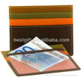 transparent front window leather stitched atm card holder pvc